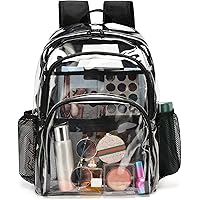 MIRLEWAIY Heavy Duty Clear PVC Backpack | 18.1x12.8x7.5 Inch See-Through Bag For School, Security, Travel (Peacock Green)