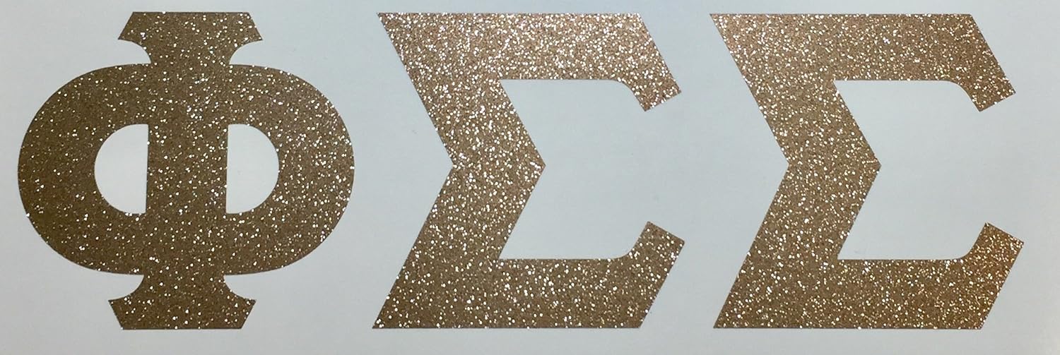 Phi Sigma Sigma Sorority Gold Glitter Letter Sticker Decal Greek 2 Inches Tall for Window Laptop Computer Car Phi Sig