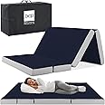 Best Choice Products 4in Portable Twin-Size Mattress, Tri-Fold Mattress for Camping, Guest, Toddler, Foam Plush w/Carry Case - Midnight Blue