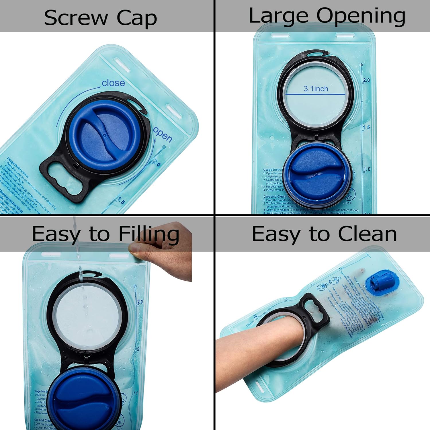 Hydration Bladder, 2 Liter Leak Proof Water Bladder, Water Reservoir for Hydration Pack : Sports & Outdoors