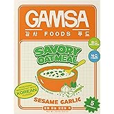 Gamsa Savory Instant Oatmeal - Sesame Garlic, Premium Instant Korean-Inspired Hot Cereal with Sesame &amp; Garlic, Nourishing &amp; Satisfying Breakfast, Meal or Snack, Low Sugar, 5-Pack