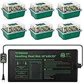 VIVOSUN 6-Pack Seed Starter Trays with 10"x20.75" Seedling Heat Mat, Self-Adjusting Dual Digital Display Temperature Controll
