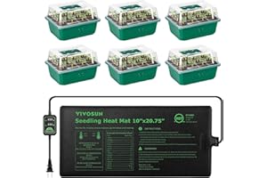 VIVOSUN 6-Pack Seed Starter Trays with 10"x20.75" Seedling Heat Mat, Self-Adjusting Dual Digital Display Temperature Controller, 72-Cell Seed Starter Kit with Humidity Dome, Reusable Propagation Trays