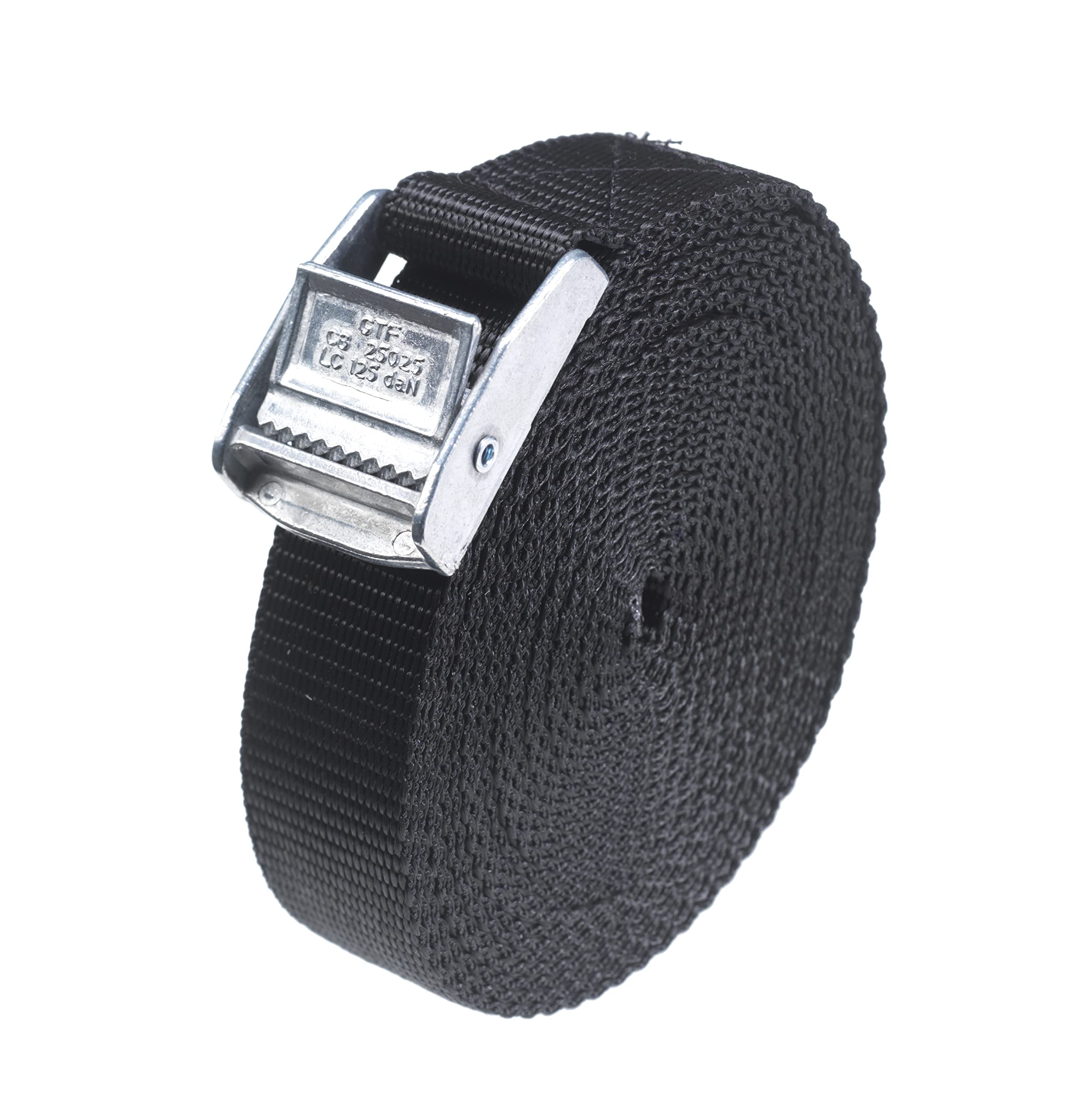 Direct Manufacturing 20 x Lifting straps cam buckle 5m x 25mm black / 250kg Cargo luggage roof rack strap