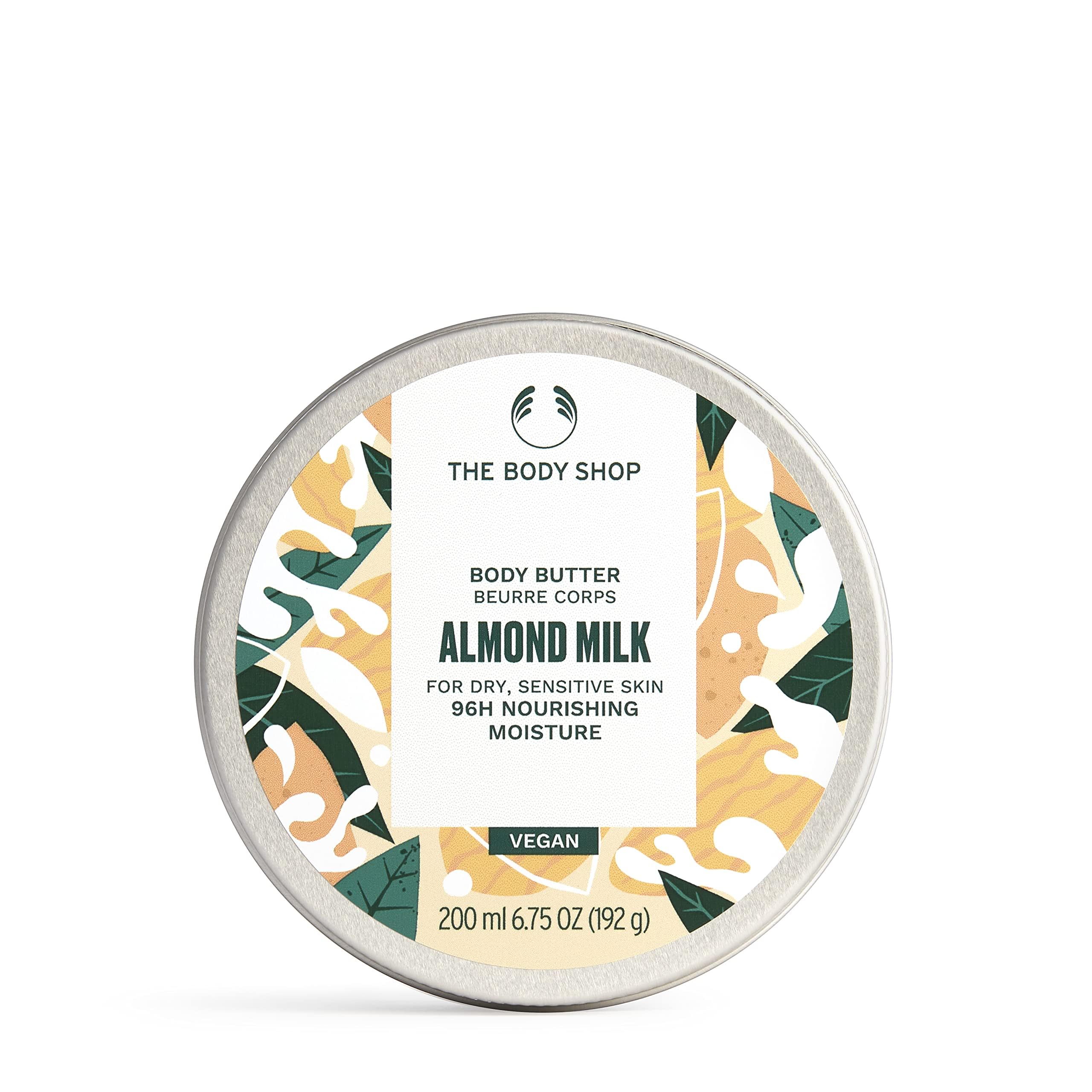 The Body Shop Almond Milk Body Butter (1x 200ml), Body Moisturiser with Shea Butter, Body Cream for Dry Skin, 96H Nourishing Moisture, Body Care for All Skin Types, Vegan Formula