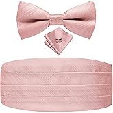 Dubulle Mens Cummerbund and Bow Tie Set Paisley Floral Pretied Bowties for Men Pocket Square Cufflinks Wedding Business