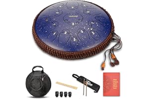 GEGIZUN 14 Inch 15 Note Steel Tongue Drum Percussion Instrument Lotus Hand Pan Drum with Ultra Wide Range and Drum Mallets Carry Ba