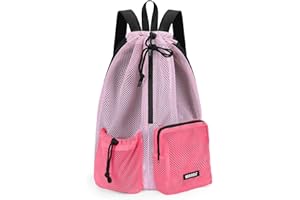 WANDF Swim Bag Mesh Drawstring Backpack with Wet Pocket Beach Bag for Swimming Pool Gym Workout Men and Women