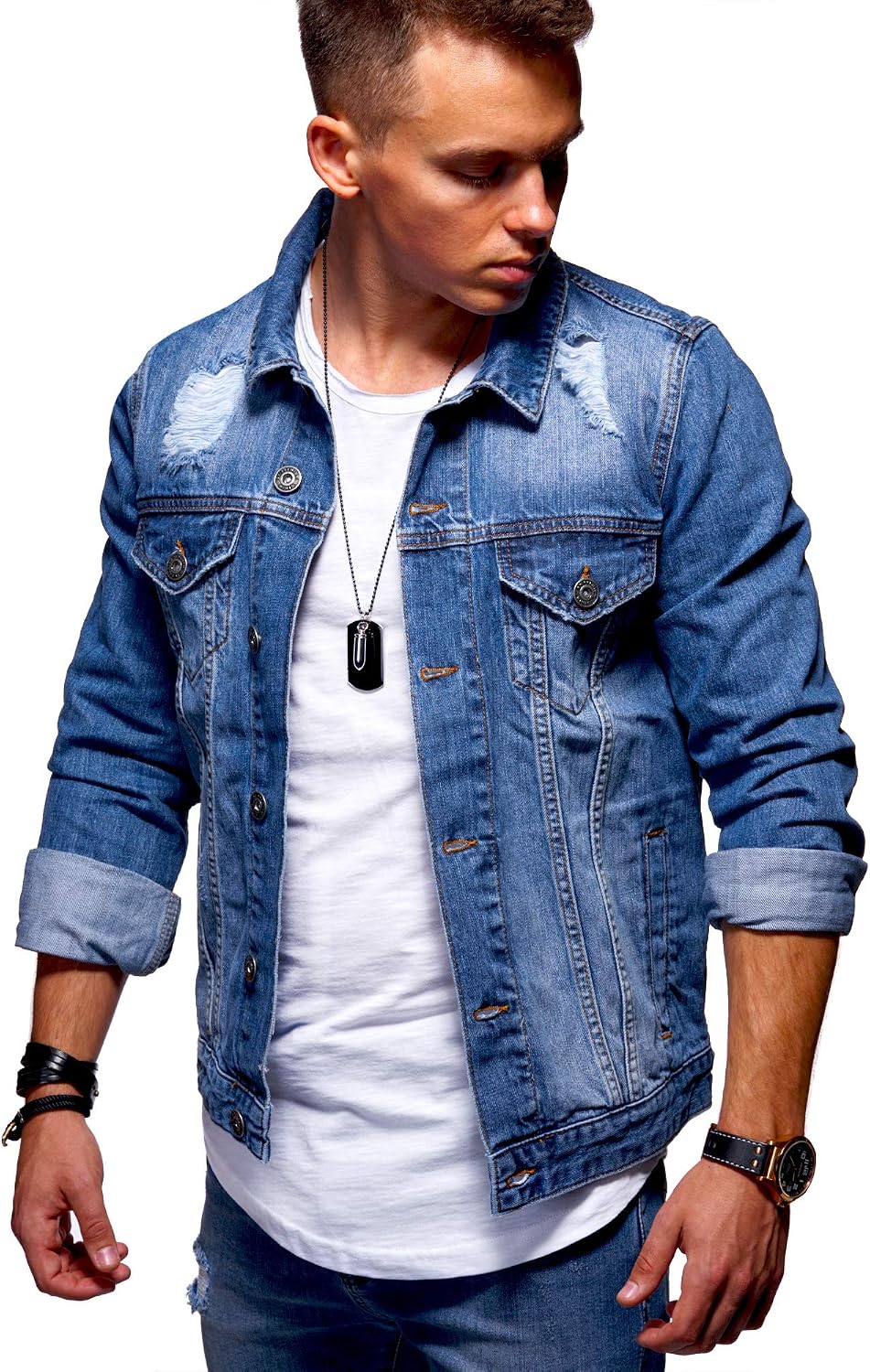 Herren Jeans-Jacke Im Vintage-Look – Denim Blazer Für Freizeit & Übergangszeit