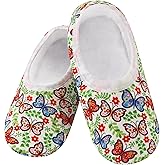 Snoozies Skinnies Butterflies Bees slipper socks for Women Sherpa Lining Soft Non Slip and Foldable