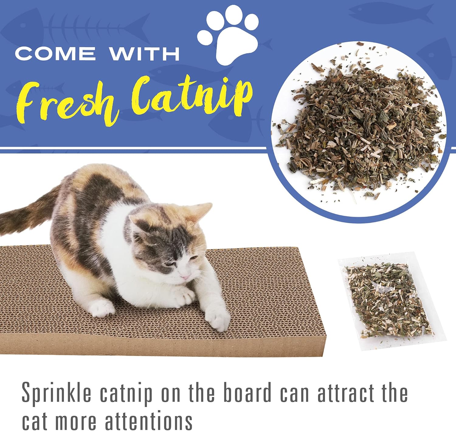 3 in 1 Cat Scratcher Cardboard, Reversible Corrugated Cat Scratching Pad, Recycle Wave Curved Scratcher Board Lounge Sofa Bed Repalcement for Furniture Protector, Catnip Included : Kitchen & Dining