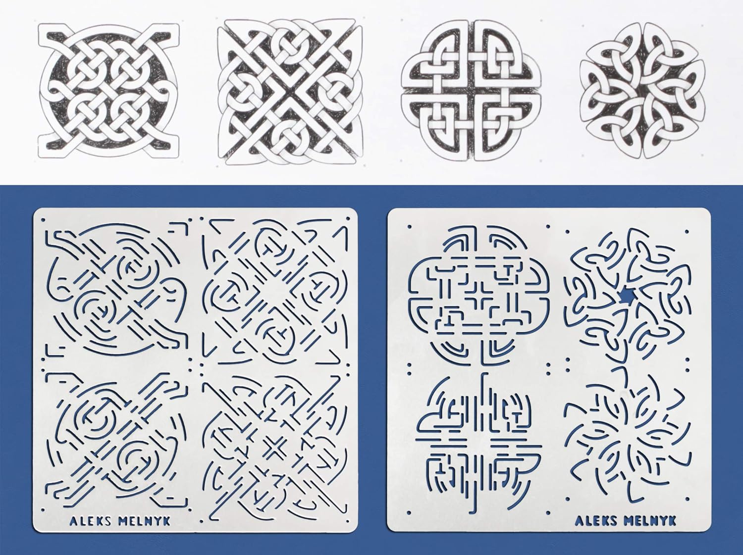Amazon Com Aleks Melnyk 40 Metal Stencils Celtic Knot Wicca Irish Stencils Kit 2 Pcs 4 Designs Templates For Painting Wood Burning Pyrography Wicca Stencil Viking Symbol Protection Sigil Magick Home Improvement