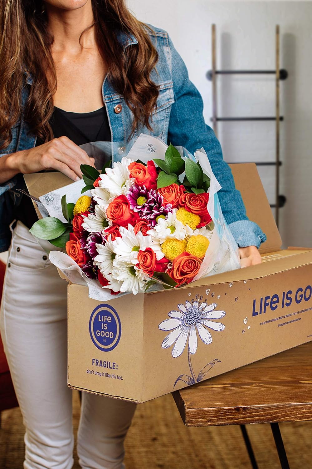 Amazon Com Benchmark Bouquets Life Is Good Flowers Orange With Vase Fresh Cut Flowers Grocery Gourmet Food