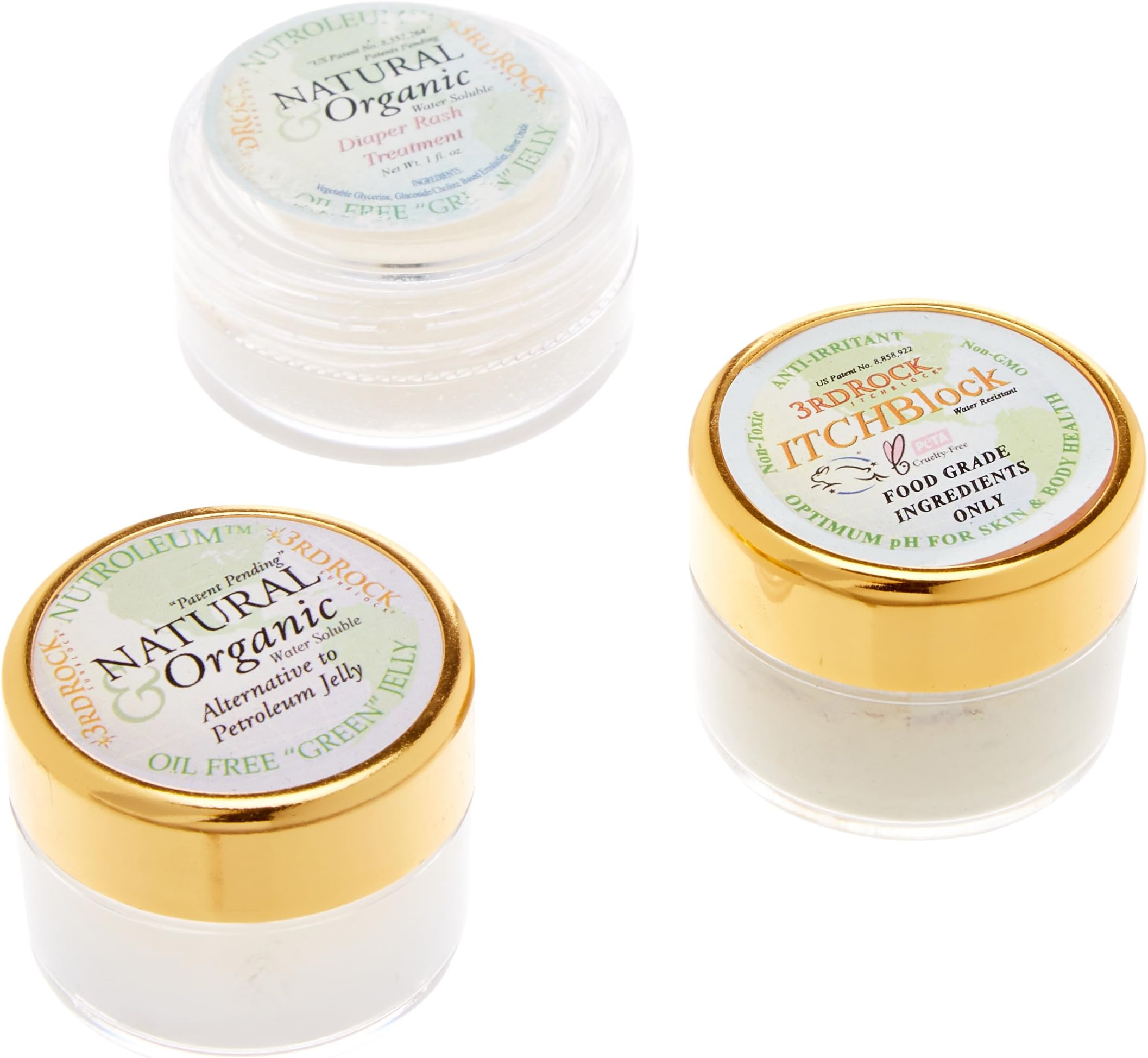 Soothing Natural and Organic Baby Diaper Skin Treatment and Protection - 3 Pack / Silver Gel Rash Block, Soothing Zinc Cream and Non Petroleum Jelly Protectant