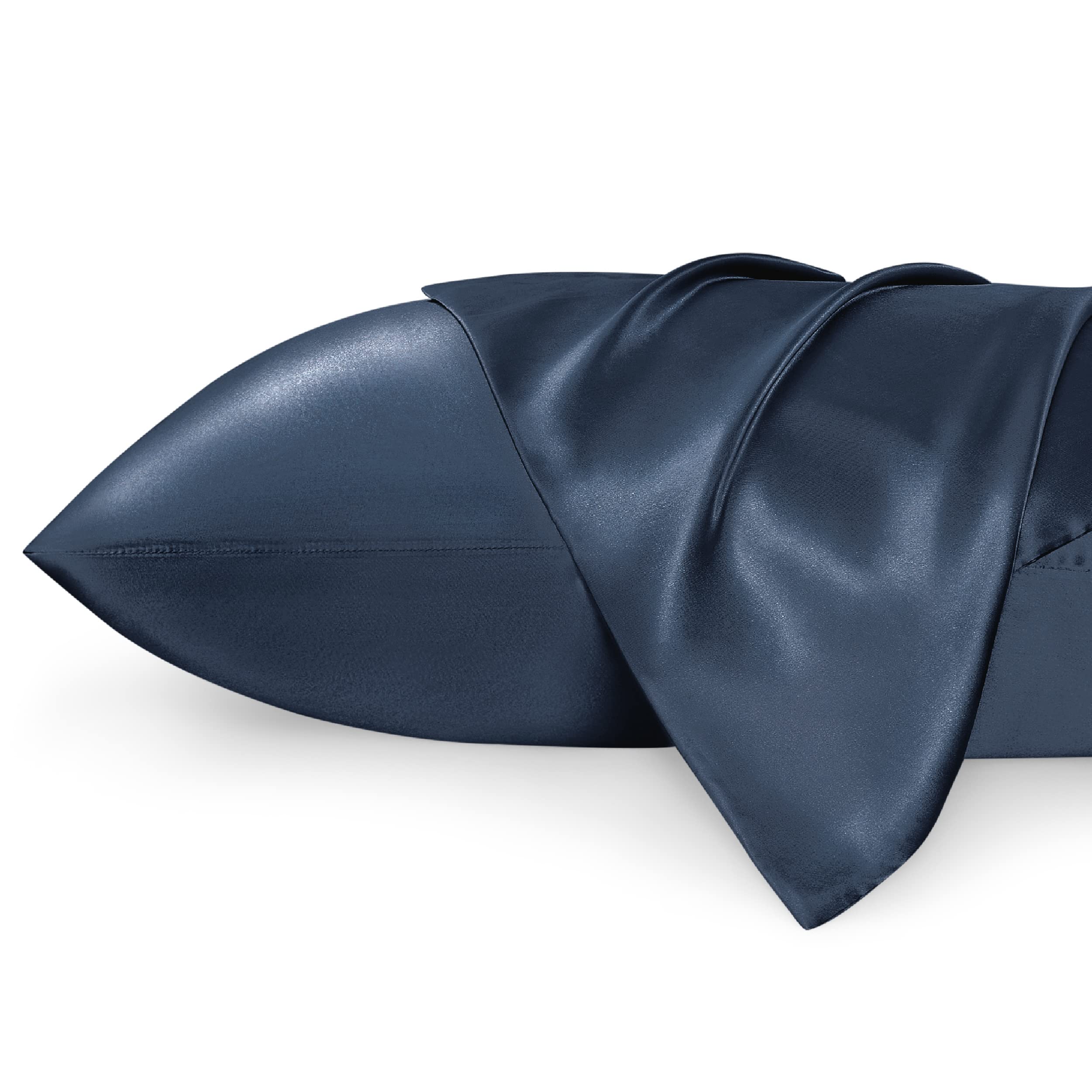 Bedsure Satin Pillowcase for Hair - Similar to Silk Pillowcase, Cooling Pillow Cases 2 Pack with Envelope Closure, Gifts for Women, Queen & Standard Size 50x75 cm, Vintage Indigo