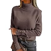 ANRABESS Turtleneck Sweaters for Women Long Sleeve Dressy Casual Soft Knitted Button Pullover Tops 2025 Fall Winter Clothes