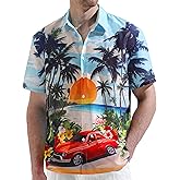 JOGAL Mens Tropical Hawaiian Shirt Short Sleeve Button Down Floral Print Casual Shirt Vacation Summer Beach Shirts