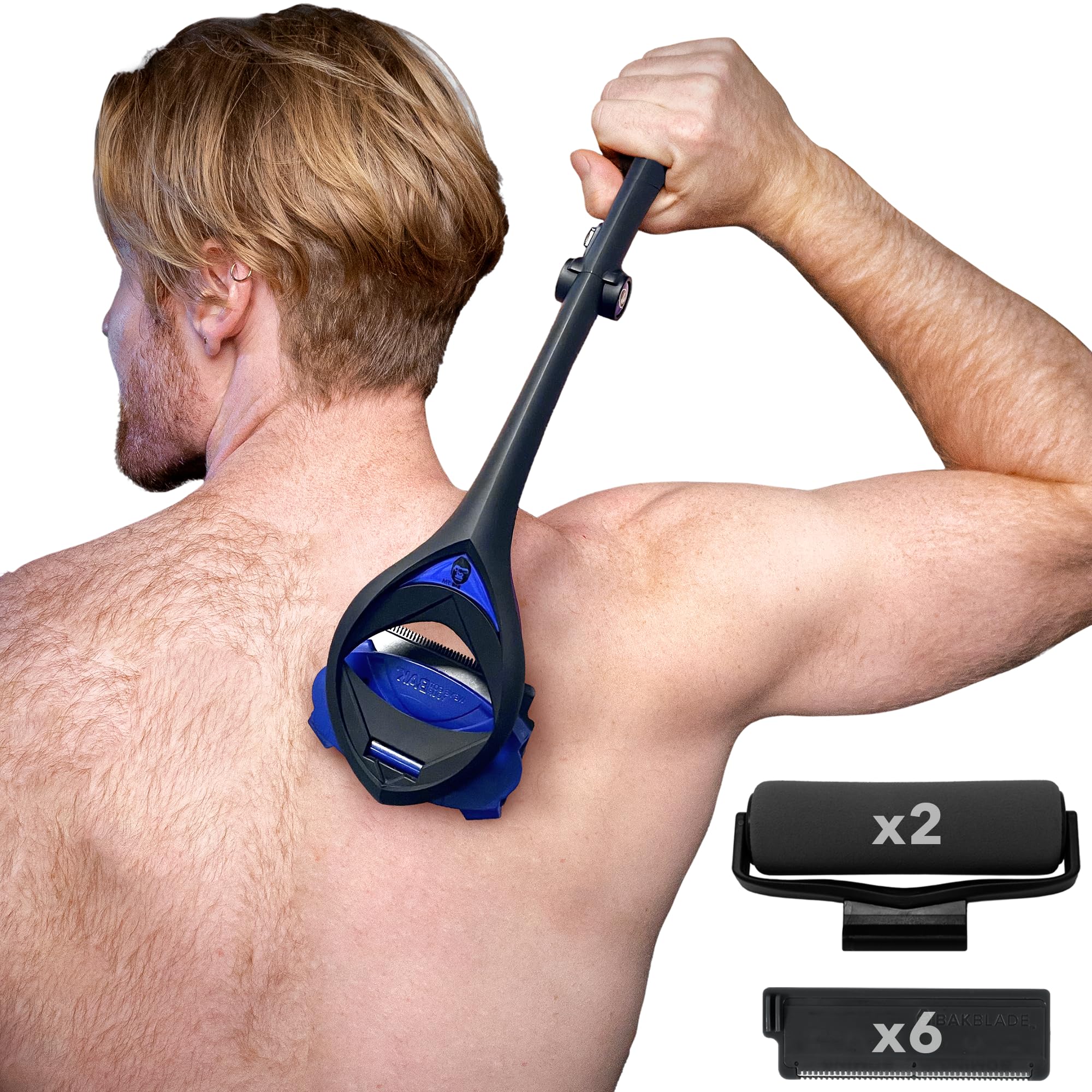 Photo 1 of BakBlade 3.0 Stealth Total Care Set | Back Shaver With Lotion Applicator | All-in-1 Kit with 23" Handle +3 Extra Blade Refills for a Pain-Free Back Shave for Men