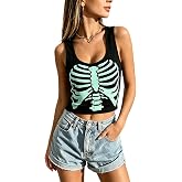 Women's Skeleton Tank Top - Funny Bone Graphic Sleeveless Vest - Halloween Horror Shirt Casual Workout Tee