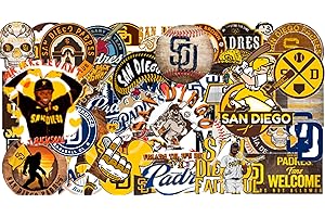 AHA PURE FOODS 50 PCS San Diego American Vinyl Padres Stickers Pack Baseball Stickers for Water Bottle, Laptop, Bicycle, Computer, Motorcycle, Travel Case, Car Decal Decoration Sticker