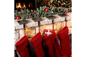 Joyyy Christmas Stocking Holders for Mantle Set of 4 Heavy-Duty Cast Iron Xmas Stocking Hangers Hooks for Mantel with Protective Pad for Fireplace Home Shelf (Vintage Copper)