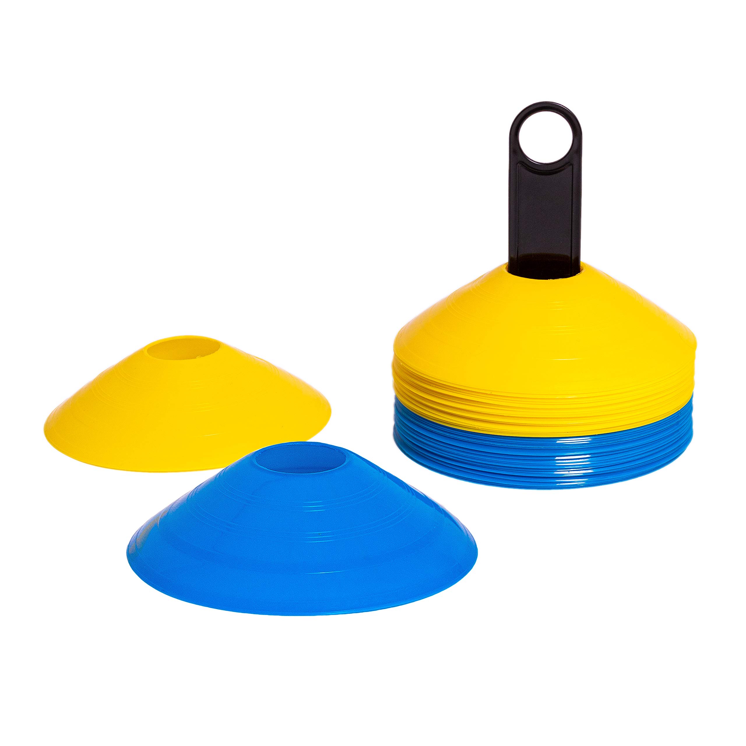 8LevelUp Training Discs Set of 40 (20 Yellow and 20 Blue Cones - Flexible, Safe and Robust) for Football, Equestrian Sports, Dog Training, Horse Training, Agility Training for Dogs