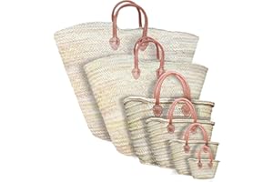 purifyou French Market Basket Bag, Extra Small (10x6) Handmade Moroccan Seagrass Basket Straw Bags For Summer, Market, Beach, Laundry, & Picnic Wicker Basket