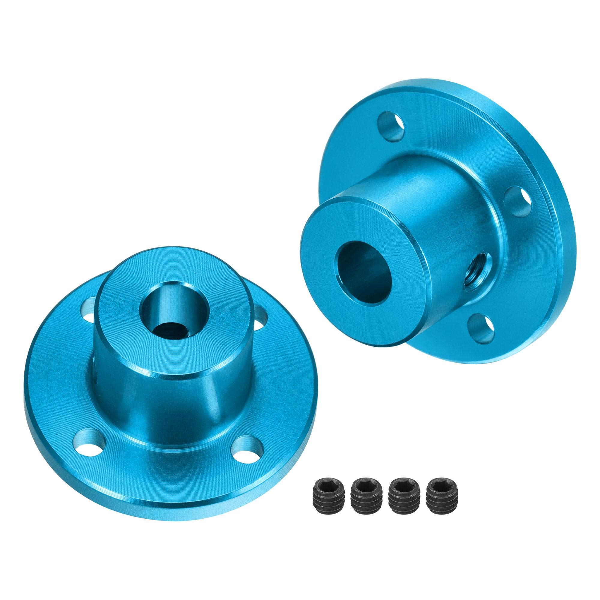 sourcing map 6mm Inner Dia H15xD15 Rigid Flange Coupling Motor Guide Shaft Coupler Motor Connector for DIY Parts Sky Blue 2pcs