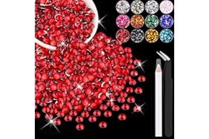 BELLEBOOST 4000PCS 4mm Resin Rhinestones in Bulk (Red), Bedazzling Flatback Crystals for Crafts DIY Nail Decoration, Gems Charms for Tumbler Shoes Clothing Fabric with Pickup Pen and Tweezers