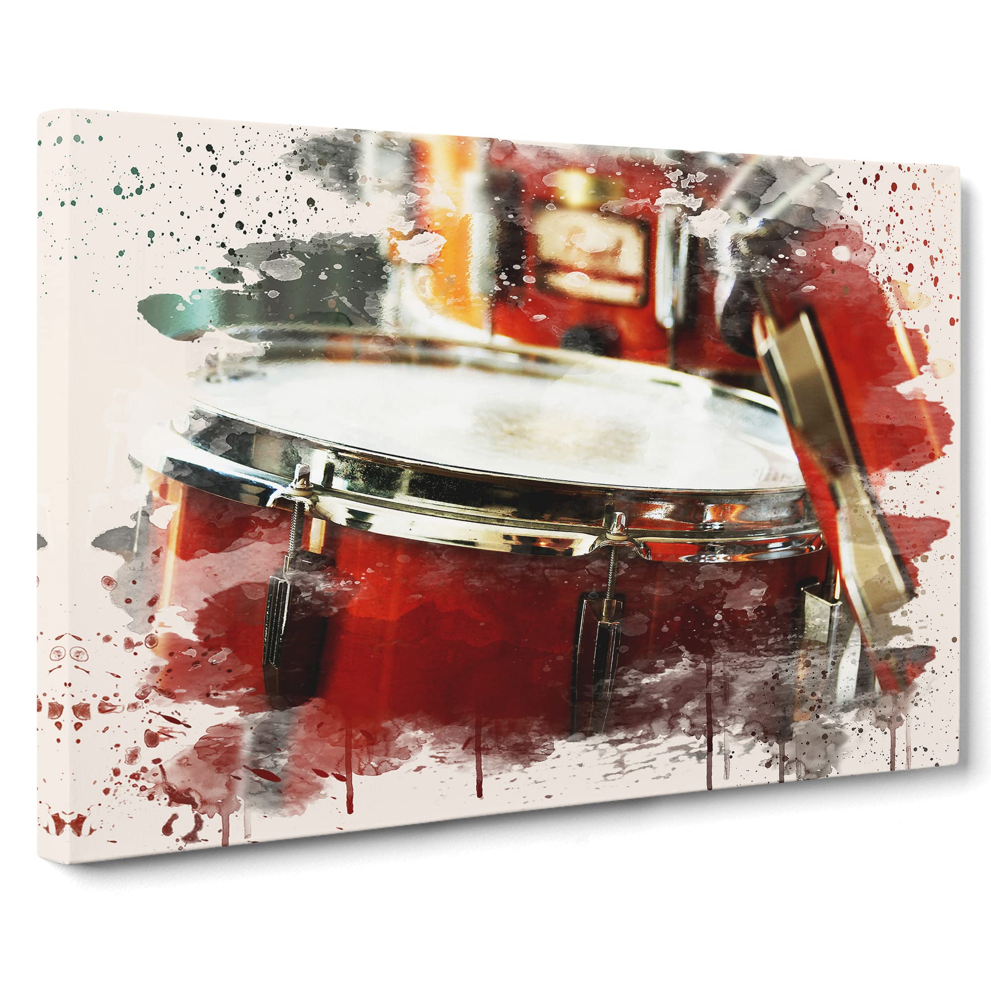 Drum Kit Modern FC Canvas Print | Gallery Wrapped 30mm Frame Wall Art | 20x14 inches | Ready to Hang | Modern Music Picture | Living Room Bedroom Lounge Office