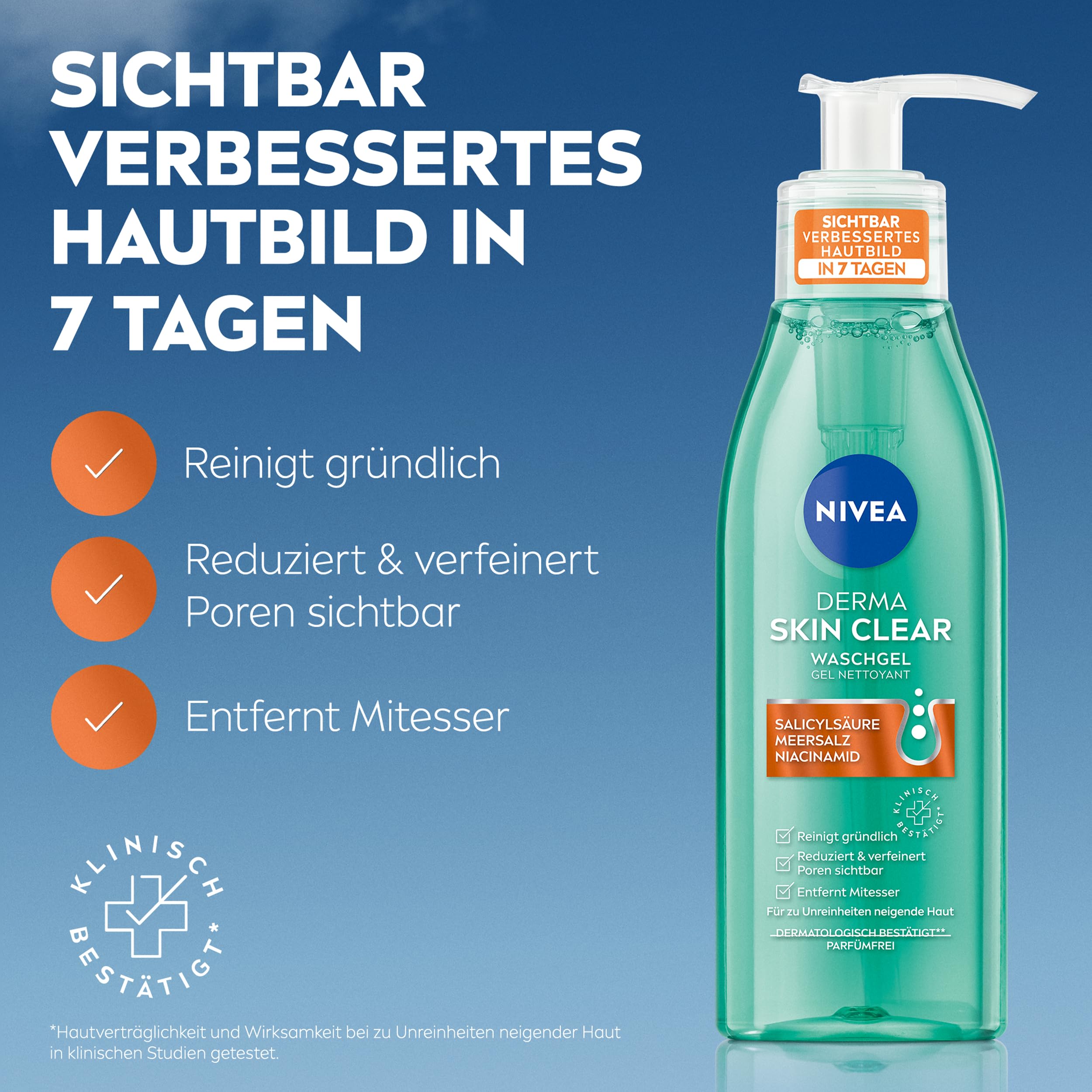 NIVEA Derma Skin Clear Routine Set mit Rebalance & Clear Serum, Nachtpeeling Serum & Waschgel, Gesichtspflege für unreine Haut mit Salicylsäure & Niacinamid 4