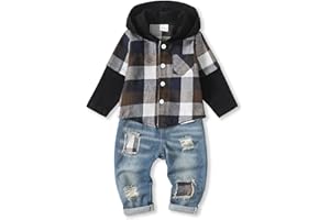 NZRVAWS Toddler Baby Boy Clothes Infant Outfit Boys Hoodie Sweatsuit Ripped Jean Fall Winter Little Boy Clothing 6M-7T