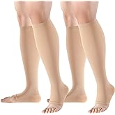 bropite Open Toe Compression Socks for Men & Women - 2 Pairs of 15-20 mmhg Knee High Stockings for Circulation Support