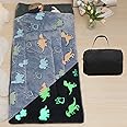 Kids Sleeping Bags for Boys Girls Glow in The Dark Stars Space Slumber Bag Super Soft Nap Mat for Daycare Sleepovers | with Zipper Pillow Pocket and Carrying Bag