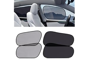 XCBYT Tesla Model Y Car window Shades for Baby | 4 PCS Cling Side Window Sun Shade for Sun Blocker, Heat Insulation | Semi-Transparent Car Privacy Window Covers | Transparent Front Driver Window Shade