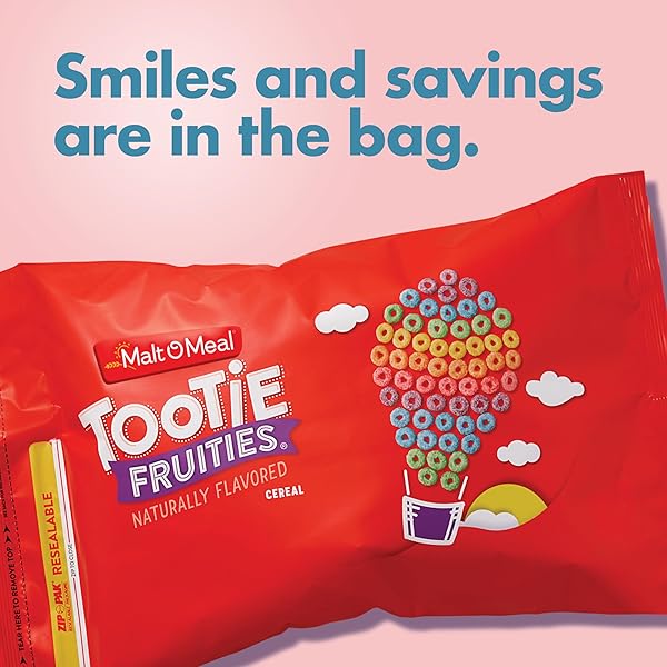 MALT-O-MEAL TOOTIE FRUITIES BREAKFAST CEREAL FOR KIDS, COLORFUL AND FRUITY FAMILY SIZE RESEALABLE BAG, 23 OZ