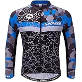 sponeed Men's Bicycle Shirts Long Sleeve Biker Jerseys Full Zipper Winter Cycling Gear Breathable