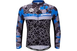 sponeed Men's Bicycle Shirts Long Sleeve Biker Jerseys Full Zipper Winter Cycling Gear Breathable