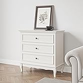 RoyalCraft White 3 Drawer Dresser for Bedroom, Wide Chest of Drawers with Ball Bearing Slide, Modern Wood Dresser Wide Nightstand Cabinet for Living Room