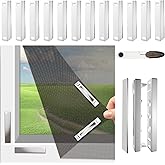 Magnetic Window Screen, Adjustable DIY Window Net Max 59&rdquo; x 51&rdquo; with Innovative Magnetic Fastener, Fiberglass Fine Mesh, Window Mesh with 12 Magnets, Mosquito Window Screens for House Windows