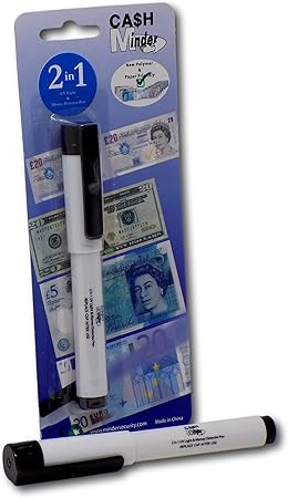 Minder 2 In 1 Forged Note Detector Pen With Integrated Uv Light Ideal For Detecting Counterfeit Paper And Polymer Currency Amazon Co Uk Office Products