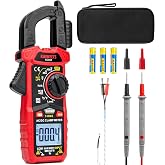 KAIWEETS Digital Clamp Meter Multimeter with D-Shaped Jaw for AC/DC Current &amp; Voltage, Auto-ranging 4000 Counts Voltage Tester with Flashlight Backlight, Measuring Temperature Continuity Diode NCV
