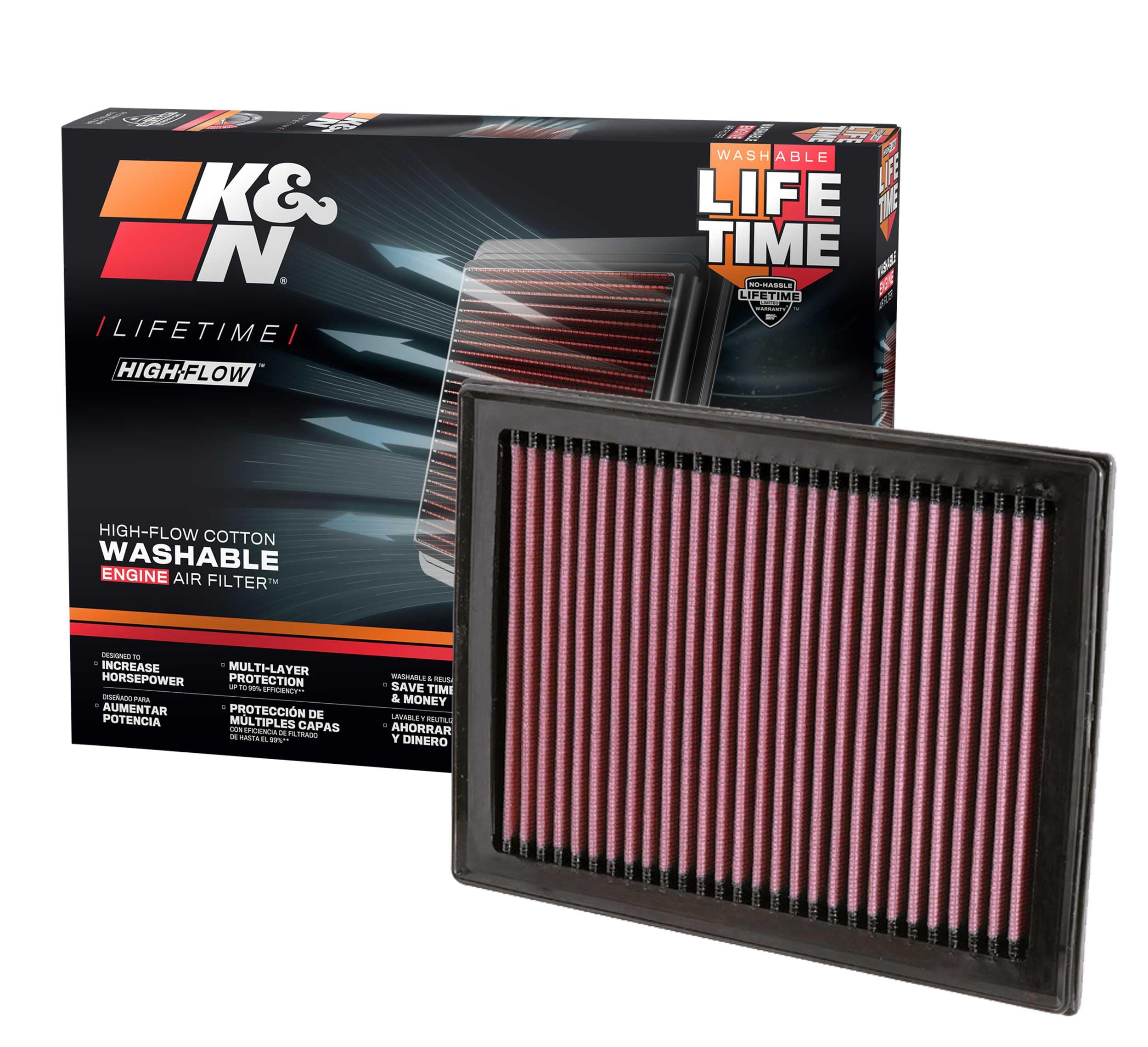 K&N Engine Air Filter: High Performance, Premium, Washable, Replacement Filter: Compatible with 2007-2019 Nissan/Infiniti L4/V6/V8 (Sentra, Juke, Pulsar, Micra, Q50, Q60, Q70, QX70), 33-2409 , Red