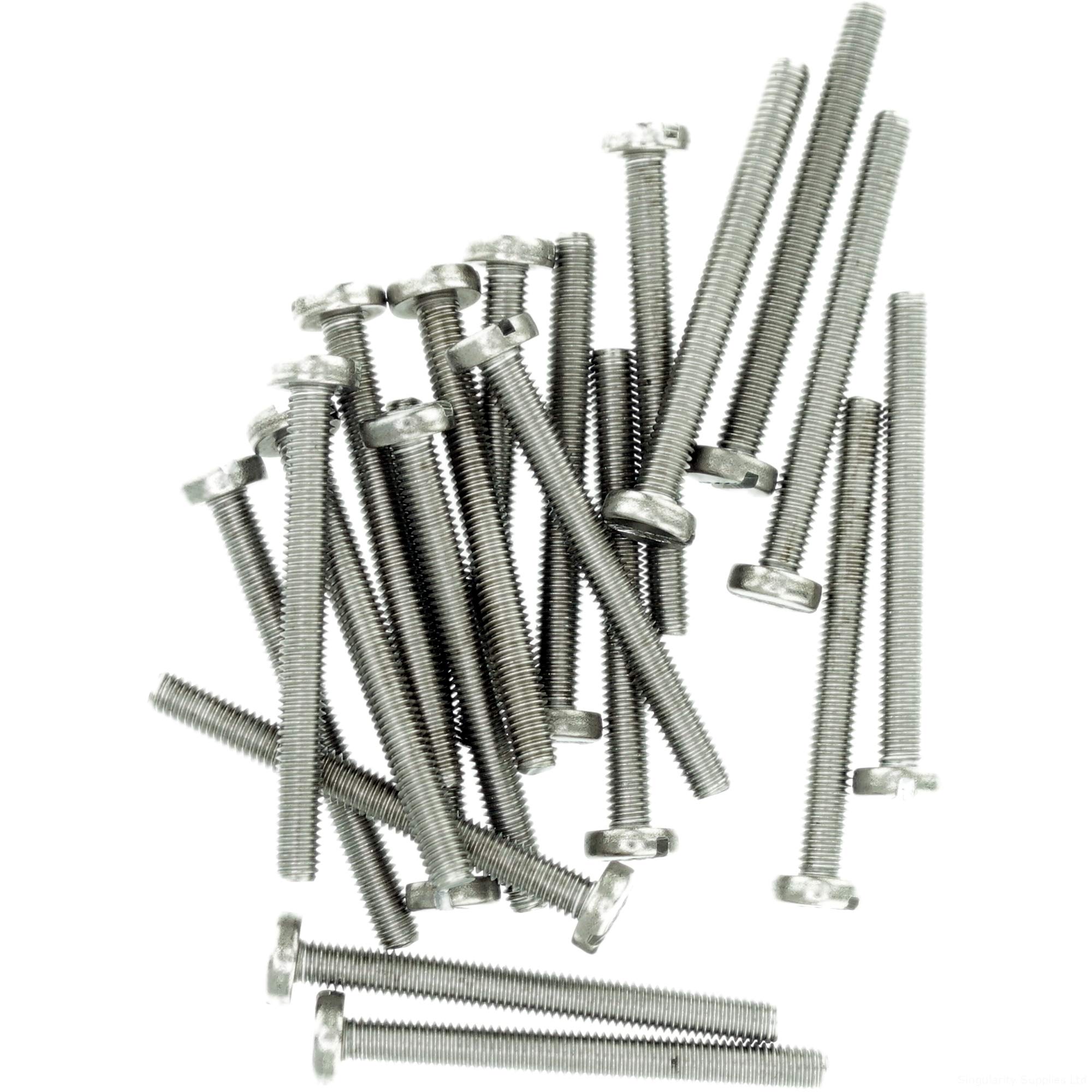 M3.5 (3.5mm x 5mm) Slot Pan Machine Screw (Bolt) - Stainless Steel (A2) (Pack of 20)