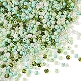 Magibeads 0.22lb 4mm Random Glass Seed Beads 6/0 Mix Rondelle Crystal Pony Beads Bulk Green Seed Bead Kit for Crafts DIY Friendship Bracelets Saint Patricks Day Necklace Jewelry Making Supplies