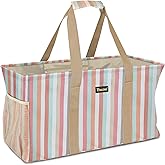 BALEINE Extra Large Utility Tote Bag with Wire Frame for Storage (Color Stripe, 22''x12''x10'')