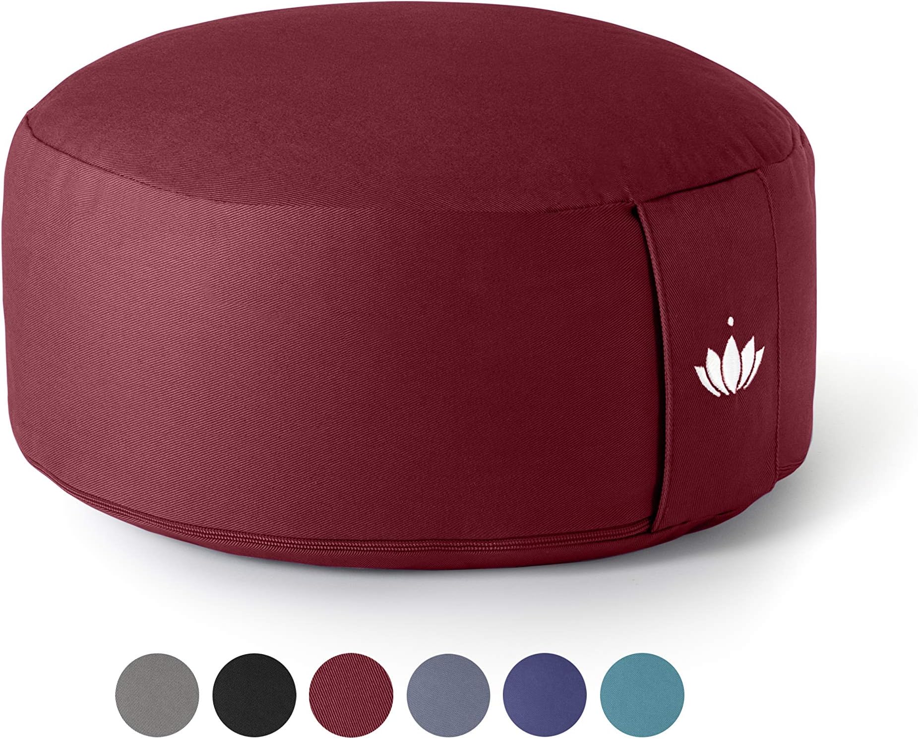 Lotuscrafts Meditation Cushion High LOTUS - Height 20 cm - Spelt Filling - Washable Cover Organic Cotton - Floor Cushion Meditation - Yoga Cushion - Meditation Pillow - Yoga Pillow - GOTS Certified