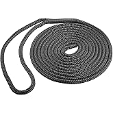 ACY Marine- Double Braided Nylon Dock Line - Boat Rope - Marine and Pontoon Accessories - Braided, Reinforced Boat Ropes and Ties for Docking - Stretch Resistant with 12&rdquo; Spliced Loop for Mooring
