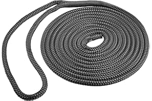 ACY Marine- Double Braided Nylon Dock Line - Boat Rope - Marine and Pontoon Accessories - Braided, Reinforced Boat Ropes and Ties for Docking - Stretch Resistant with 12” Spliced Loop for Mooring