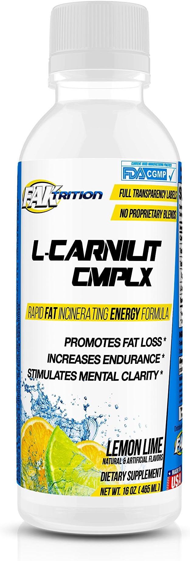 L-CARNITINE - Complex - Lemon Lime - Faktrition - Made in The USA